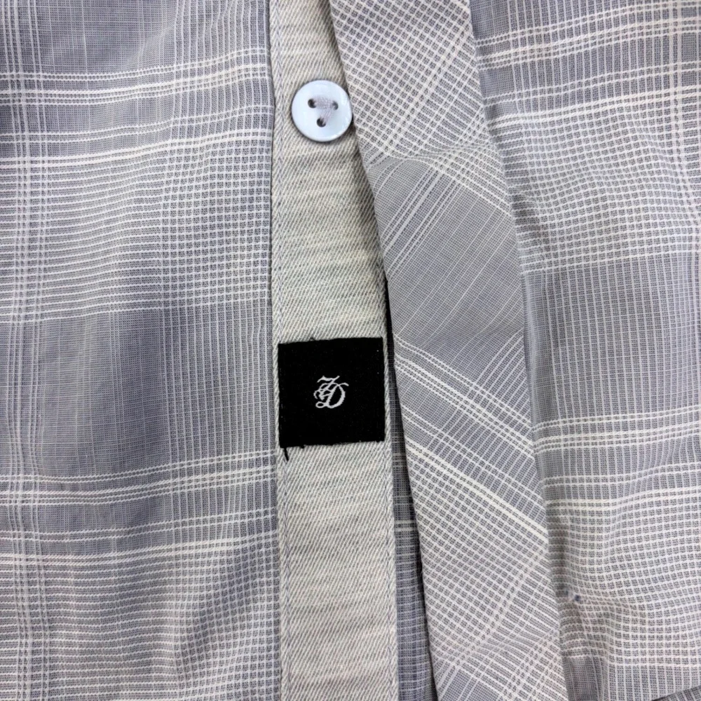 7 Diamonds Mens Grey White Plaid Preppy Button Down Shirt‎ Size M Summer Vibes